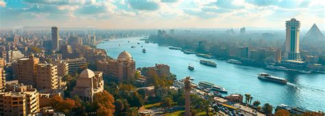 ai generated panoramic view   city  cairo  nile river egypt