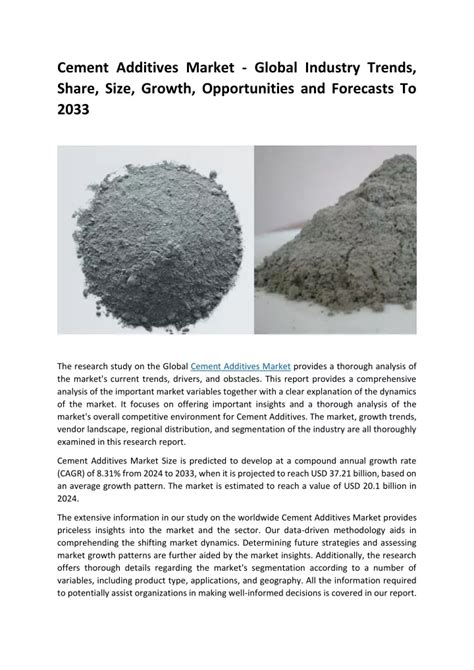 Ppt Cement Additives Market Global Industry Trends Powerpoint