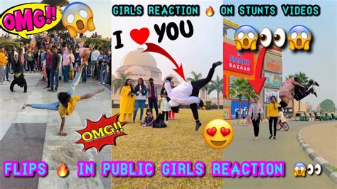 Stunts 🔥 On Public Reaction 😱 Flips In Public 😍 Girls Reaction