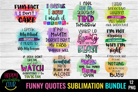 Funny Quotes Sublimation Bundle Graphic By Happy Printables Club