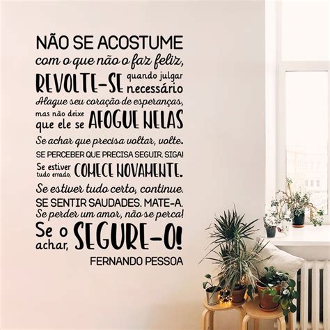 Adesivo De Parede Frase Fernando Pessoa N O Se Acostume Elo