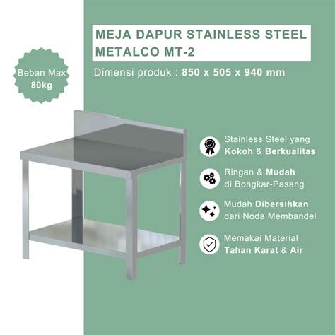 Jual Meja Dapur Meja Kompor Stainless Steel Metalco Mt Shopee Indonesia