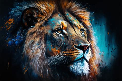 Wild Animal Lion Portrait. AI Generated Stock Illustration ...