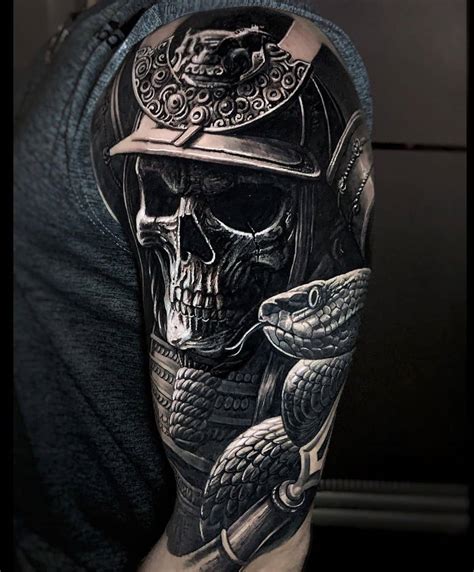 Samurai Skull Mask Tattoo