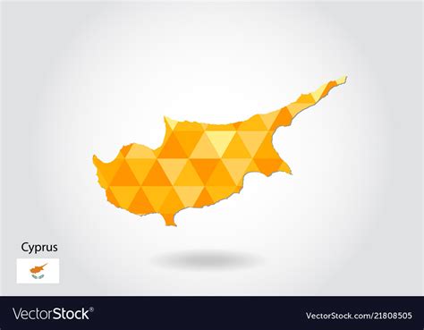 Geometric Polygonal Style Map Of Cyprus Low Poly Vector Image