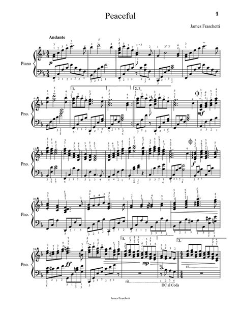 Peaceful Sheet Music For Piano Solo