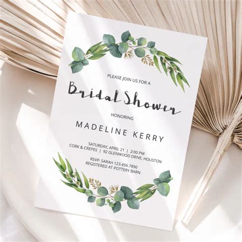 Greenery Eucalyptus Bridal Shower Invitation Zazzle