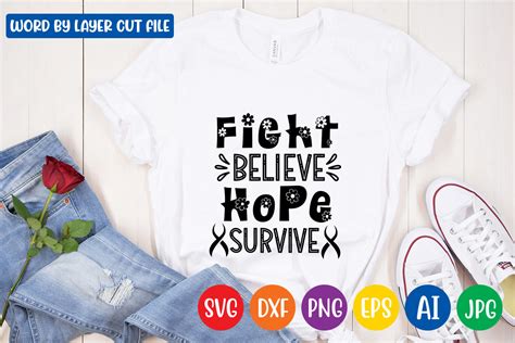 Fight Believe Hope Survive Svg Graphic By SvgStudio Creative Fabrica