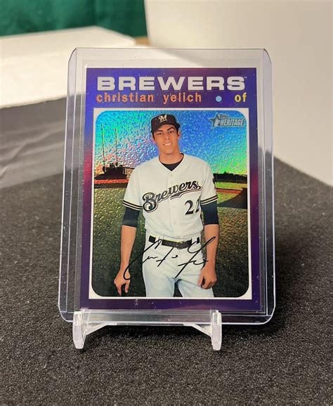 Christian Yelich 2020 Topps Heritage Chrome 174 Milwaukee Purple