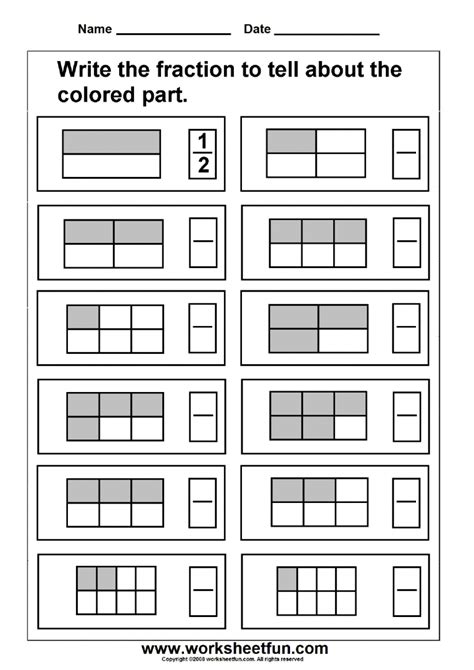 Fraction Worksheets 2nd Grade