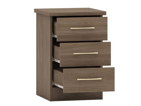 Seconique Nevada Rustic Oak 3 Drawer Bedside Table Archers Sleepcentre