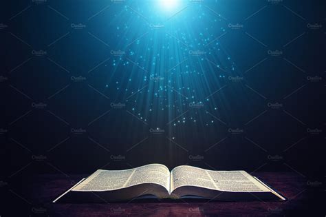 Light Illuminating The Bible Containing Open Bible Church Concept And