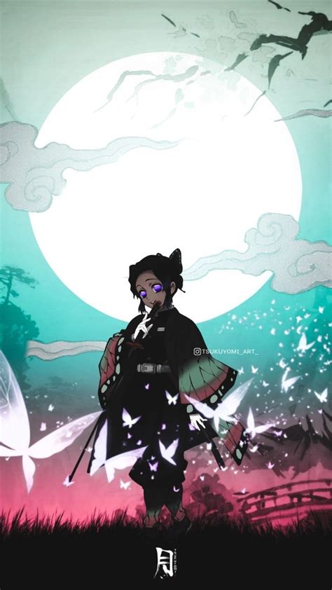 An Anime Character Standing In Front Of A Full Moon With Birds Flying