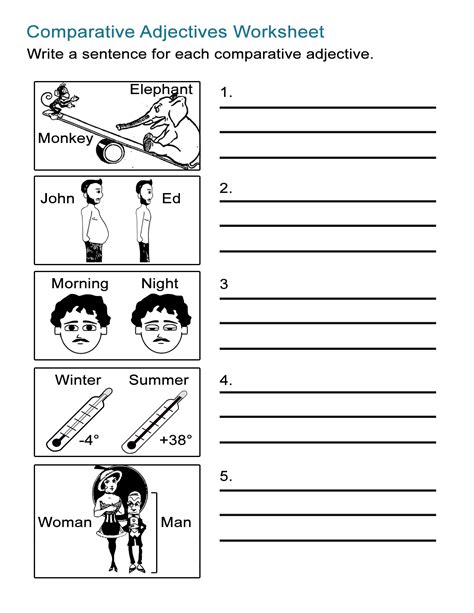 Comparative Adjectives Worksheet With Pictures Printable Templates Free