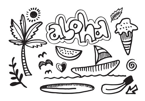 Aloha hand drawn cute doodle illustration.hawaiian design. 5294962 ...