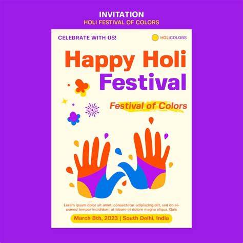 Plantilla De Invitaci N De Celebraci N Del Festival Holi Archivo Psd