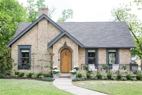 Fixer Upper Midcentury Asian Ranch Goes French Country Brick Exterior House House Exterior