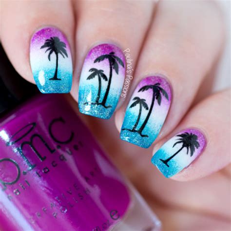 Airbrushed Palm Tree Nail Art