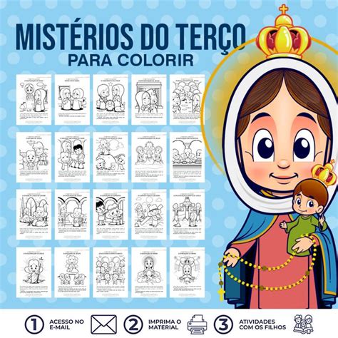 Mistérios do Terço para colorir Amiguinhos de Deus Os mistérios do