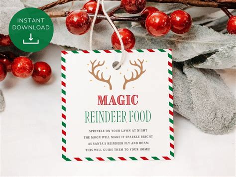 Magic Reindeer Food Tags Reindeer Food Tag Printable Christmas Eve