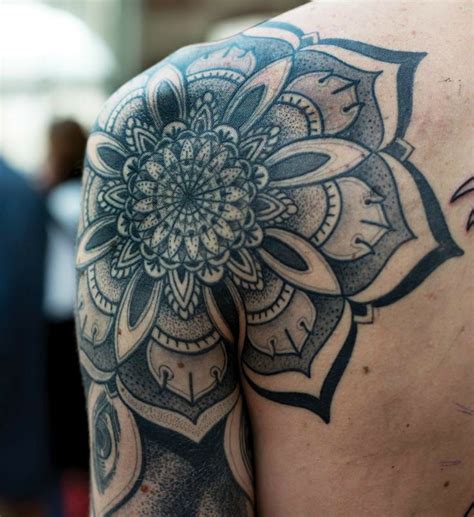 Black Mandala Shoulder And Sleeve Tattoo Best Tattoo Design Ideas