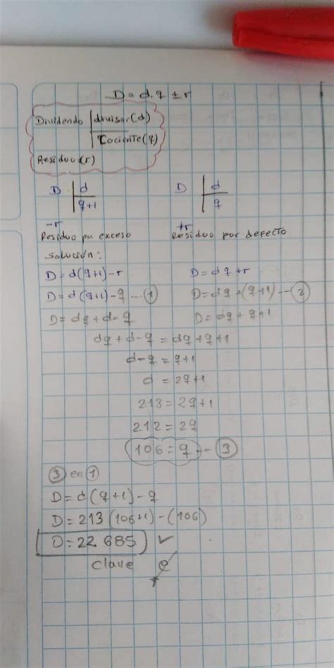 En una división se cumple que el residuo por exceso es igual al