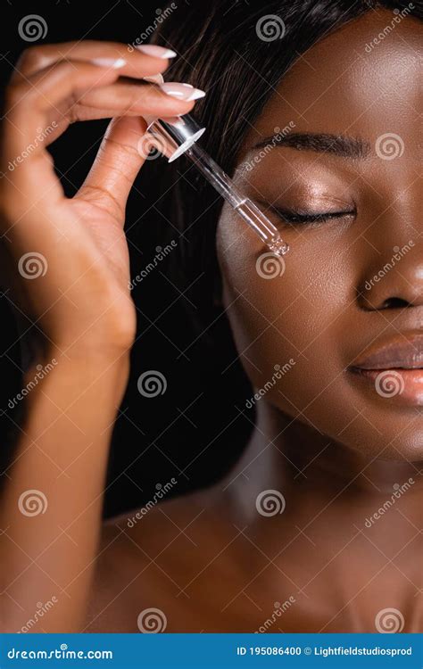 Of African American Naked Woman Applying Stock Photo Image Of Nude