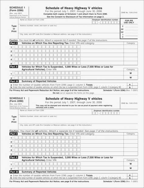 2290 Form Printable