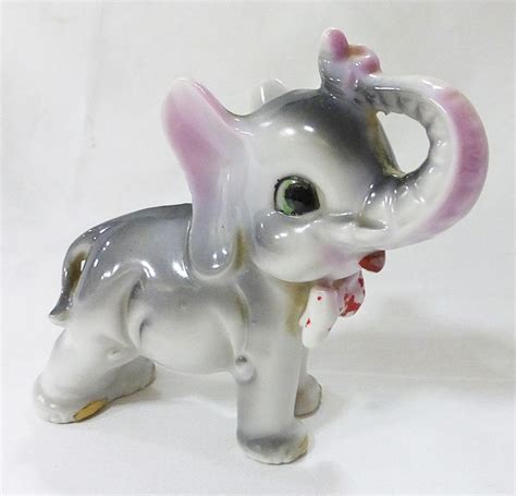 Elephant Figurine Collectible Made In Japan Vintage Ceramic Elephant