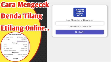 Cara Mengecek Denda Tilang Etilang Online Youtube