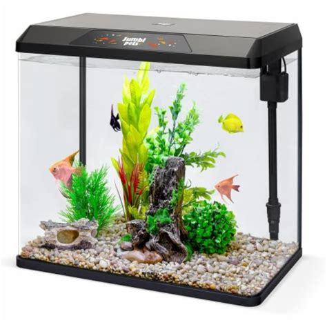 JumblPets Starter Fish Aquarium Kit, Beginner Glass Fish Tank Kit w/LED ...