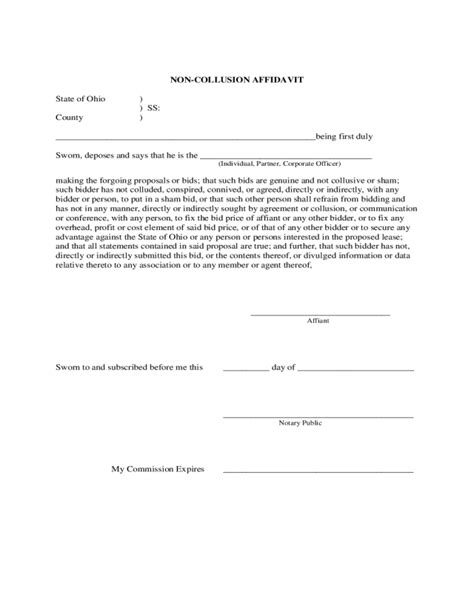 Non Collusion Affidavit Fillable Printable Pdf Forms Handypdf