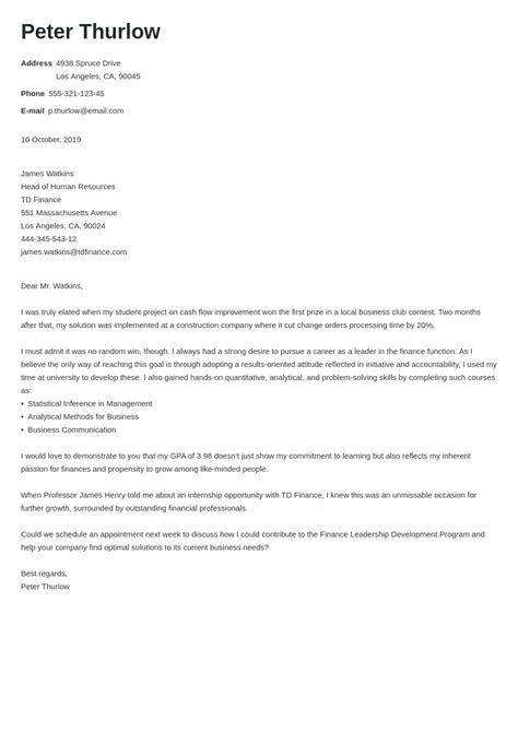 Recommendation Letter For Student Internship