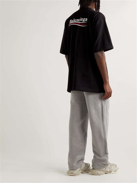 Black Oversized Logo Embroidered Cotton Jersey T Shirt Balenciaga Mr Porter