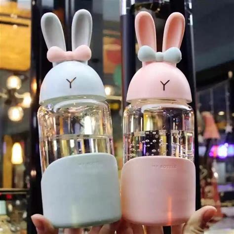 Cute Rabbit Water Bottle Consejo Botellas De Bebidas Botella De Agua De Cristal Envases De Agua