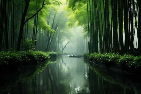 Premium Photo | A tranquil bamboo forest in China realistic photo