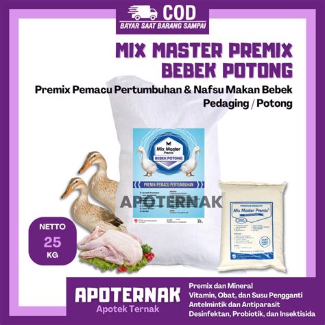 Jual MIX MASTER PREMIX BEBEK POTONG 1 SAK 25 KG Premix Suplemen Pakan