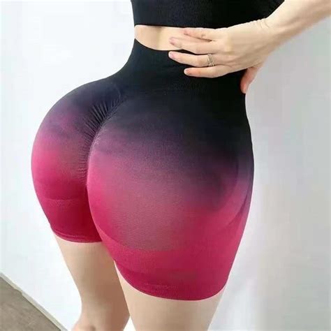 Cintura Alta Cal Es De Treino Sem Costura Fitness Yoga Shorts Scrunch