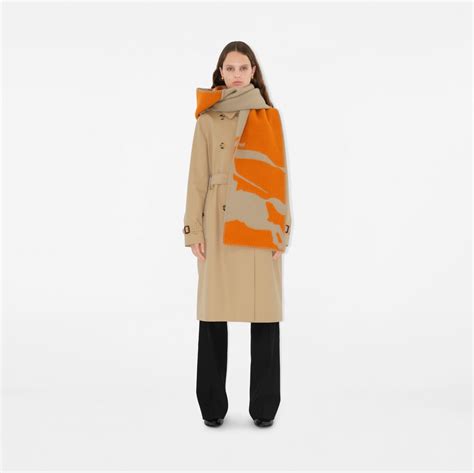 Ekd Wool Hooded Scarf In Hunterpumpkin Burberry® Official