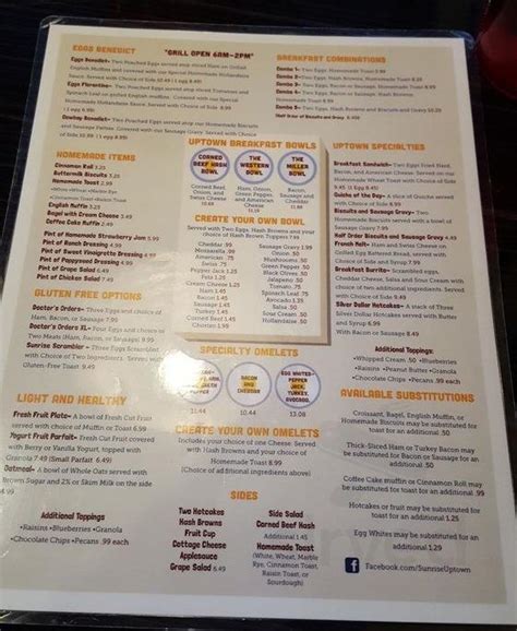 Menu For Uptown Cafe In Noblesville In Sirved