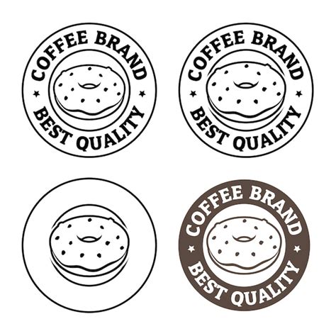 Premium Vector Line Art Round Doughnut Icon With Text Set