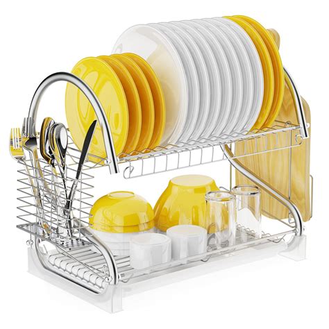 Buy Dish Drying Rack Ispecle 2 Tier Dish Rack With Drainboard Set Dish