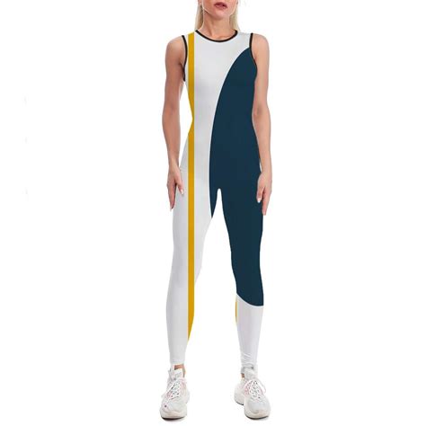 Abstract Minimalist Yellow Blue Art Women's One Piece Yoga Jumpsuits