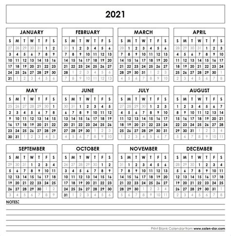 Free Printable 2021 Calendar On One Page - Example Calendar Printable