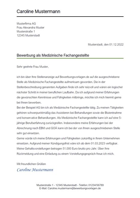 Bewerbung Medizinische Fachangestellte Medizinischer Fachangestellter