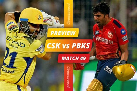 IPL 2024 Match 49 CSK Vs PBKS Match Preview Playing XI Players To