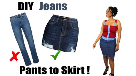 Diy How To Turn Jeans Into A Skirt Youtube