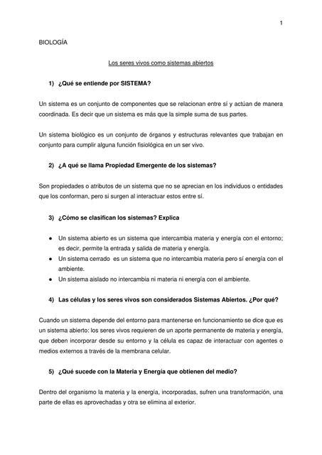 Los Seres Vivos Como Sistemas Abiertos El Rincón de la Ingeniería uDocz