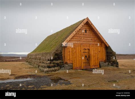 Turf Roofed Building Iceland Stock Photo Alamy