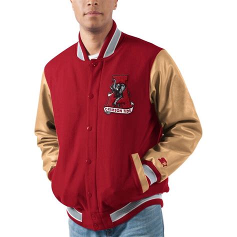 Mens Starter Crimson Alabama Crimson Tide The Letterman Varsity Wool